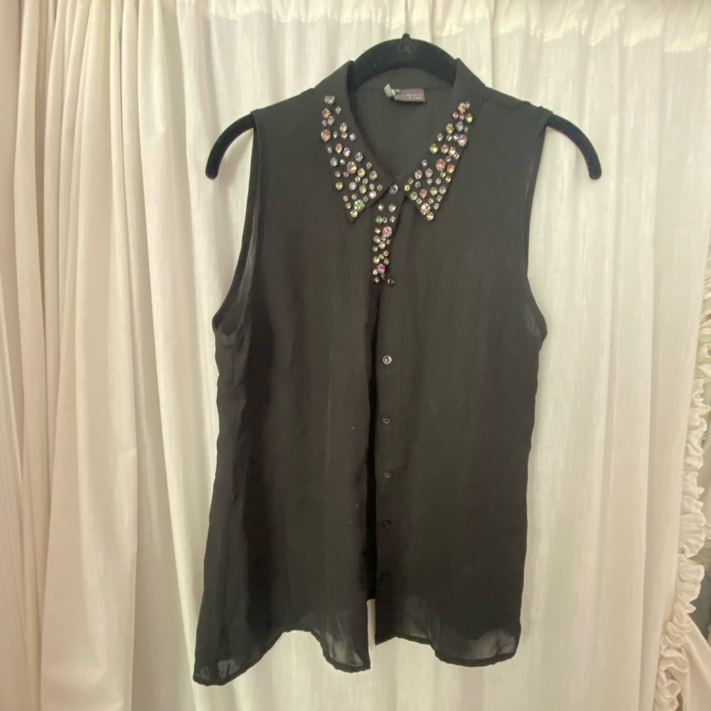 Sparkle & Fade (Urban Outfitters m) Bling Collar Black Sleeveless shirt